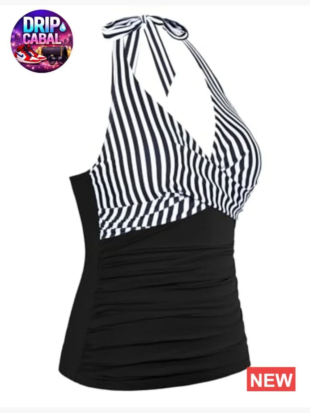 Underwire Tankini Top Halter V Neck Swim Top Ruched Tummy Control